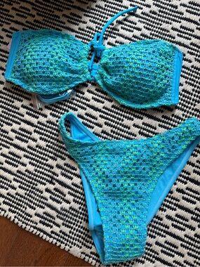 A new day Target Blue and Green Crochet Bikini Bottom